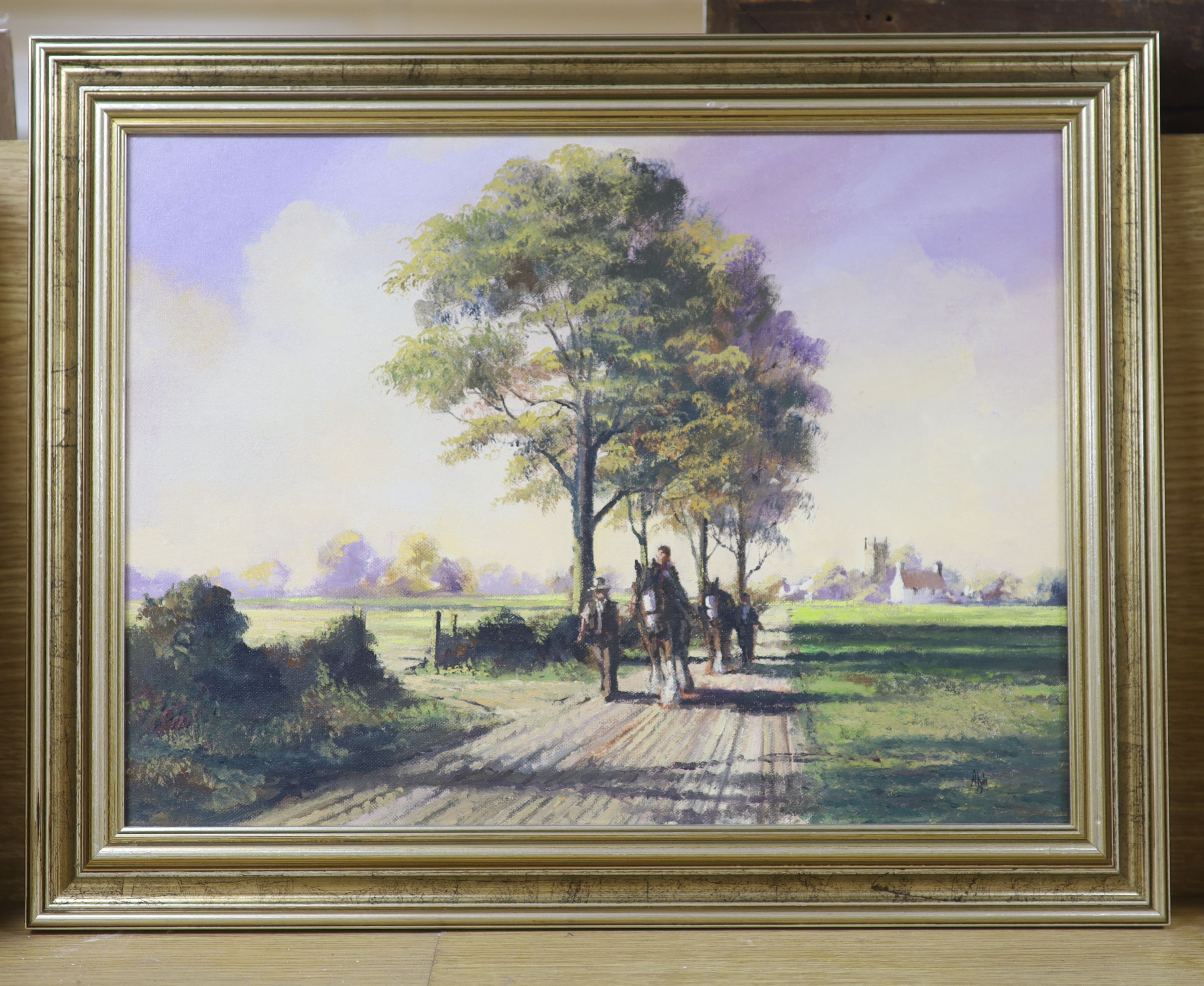 Alan King, oil on canvas, 'Journey Home, Thorne End, Wiltshire', signed, 29 x 39cm